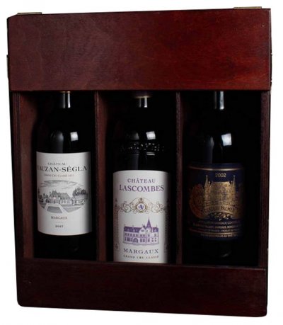 Набор "Margaux", wooden box (Chateau Palmer 2002 & Chateau Rauzan-Segla 2017 & Chateau Lascombes 2015)