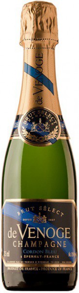 Шампанское Champagne de Venoge, "Cordon Bleu" Brut Select, Champagne AOC, 0.375 л