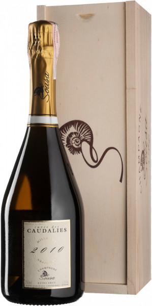 Шампанское De Sousa et Fils, "Cuvee des Caudalies" Millesime Grand Cru Extra Brut, Champagne AOC, 2010, wooden box