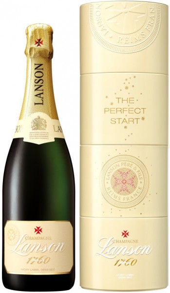 Шампанское Lanson, "Ivory Label" Demi-Sec, gift box "Twist Pack"
