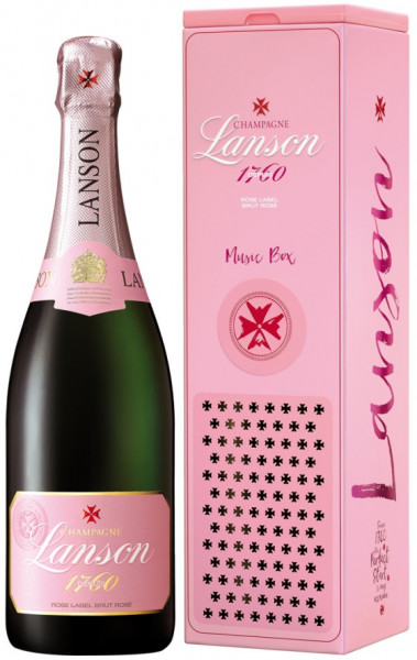 Шампанское Lanson, "Rose Label" Brut Rose, gift box "Music Box"