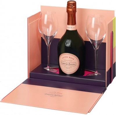 Шампанское Laurent-Perrier, Cuvee Rose Brut, gift box with 2 glasses