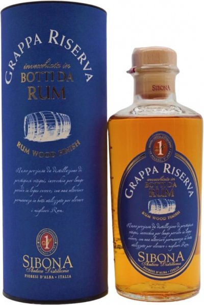 Граппа Sibona, Grappa Riserva Rum Wood Finish, in tube, 0.5 л