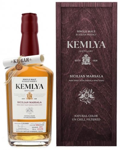 Виски "Kemlya" Sicilian Marsala, wooden box, 0.7 л