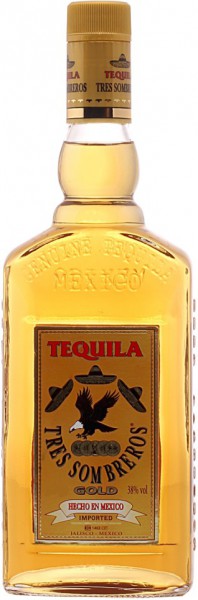 Текила "Tres Sombreros" Tequila Gold, 0.5 л