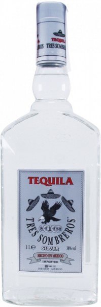 Текила "Tres Sombreros" Tequila Silver, 1 л