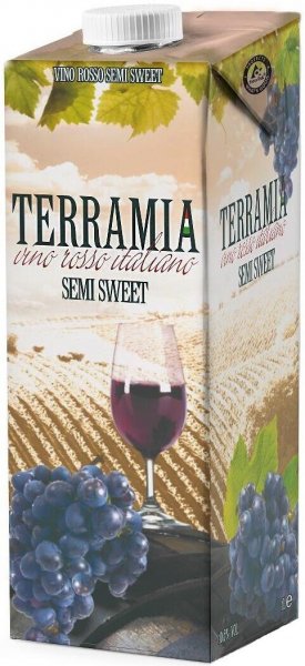 Вино "Terramia" Rosso Semi Sweet, Tetra Pak, 1 л