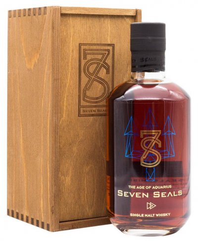 Виски Seven Seals "The Age of Aquarius" Zodiac, Peated Single Malt Whisky, wooden box, 0.5 л