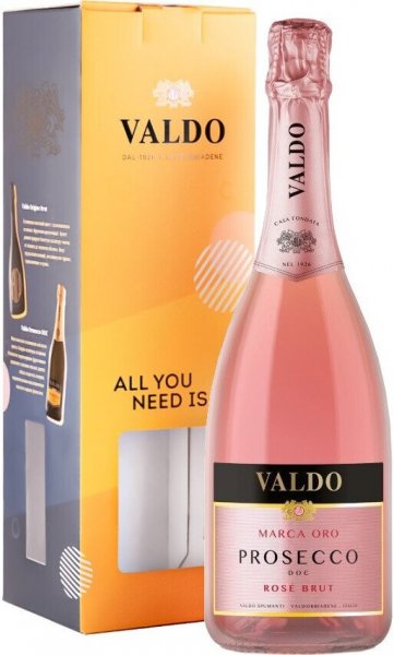 Игристое вино Valdo, "Marca Oro" Prosecco DOC Rose Brut, gift box