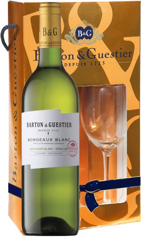 Вино Barton & Guestier, "Passeport" Bordeaux Blanc, gift box with glass
