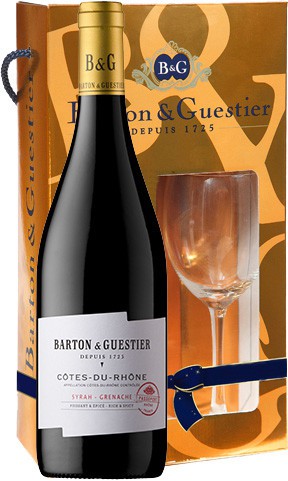 Вино Barton & Guestier, "Passeport" Cotes-du-Rhone AOC, gift box with glass