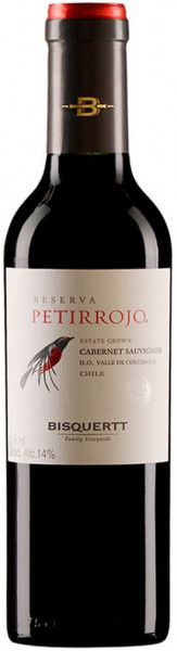 Вино Bisquertt, "Petirrojo" Reserva, Cabernet Sauvignon, Colchagua Valley DO, 2016, 0.375 л