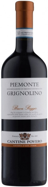Вино Cantine Povero, Grignolino "Buon Paggio", Piemonte DOC, 2018