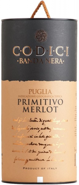 Вино "Codici" Primitivo Merlot, Puglia IGT, bag-in-tube, 3 л