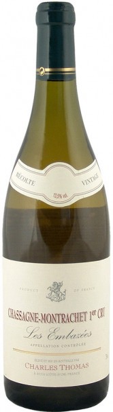 Вино Domaine Charles Thomas, Chassagne-Montrachet Premier Cru "Les Embazees", 2007