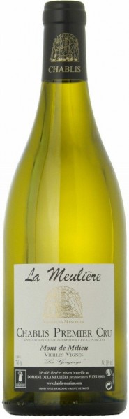 Вино Domaine de la Meuliere, Chablis Premier Cru "Mont de Milieu" Vieilles Vignes AOC, 2010