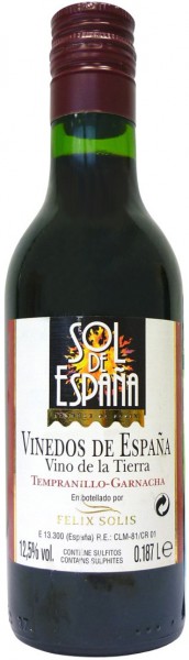 Вино Felix Solis, "Sol de Espana" Tinto, 0.187 л