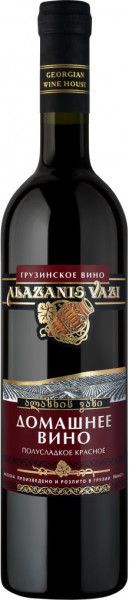 Вино Georgian Wine House, "Alazanis Vazi" Domashnee Red Semi-Sweet, 0.7 л