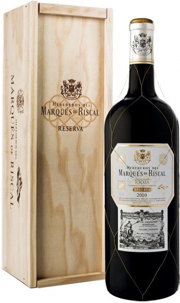 Вино "Herederos del Marques de Riscal" Reserva, Rioja DOC, 2010, wooden box, 1.5 л