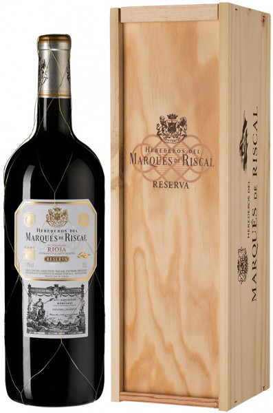 Вино "Herederos del Marques de Riscal" Reserva, Rioja DOC, 2017, wooden box, 1.5 л