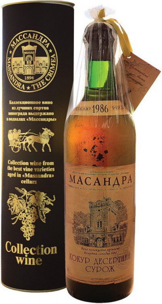 Массандра, "Коллекционное вино" Кокур десертный "Сурож", 1986, в тубе, 0.7 л
