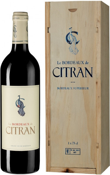 Вино "Le Bordeaux de Citran" Rouge, Bordeaux AOC, 2018, wooden box