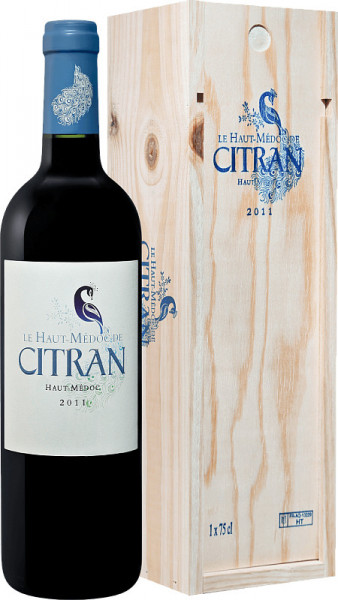 Вино "Le Haut-Medoc de Citran", Haut-Medoc AOC, 2011, wooden box