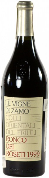Вино Le Vigne di Zamo, "Ronco dei Roseti", Colli Orientali del Friuli DOC, 1999