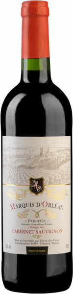 Вино "Marquis d'Orlean" Cabernet Sauvignon Sec, Pays d'Oc IGP