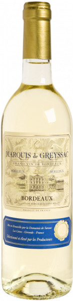 Вино "Marquis de Greyssac" Bordeaux AOC Blanc Moelleux, 2016