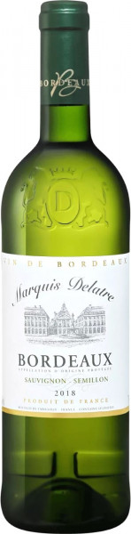 Вино "Marquis Delatre" Sauvignon-Semillon, Bordeaux AOC, 2018