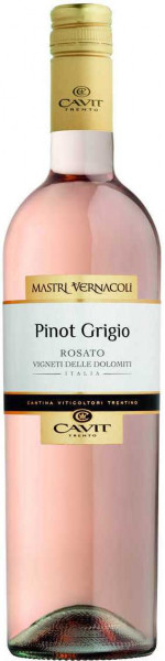 Вино "Mastri Vernacoli" Pinot Grigio Rosato, Vigneti delle Dolomiti IGT, 2016