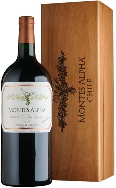 Вино Montes, "Alpha" Cabernet Sauvignon, 2011, wooden box, 1.5 л
