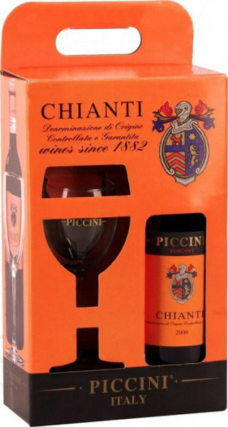 Вино Piccini, Chianti DOCG, gift box with glass