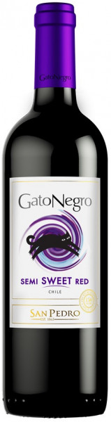 Вино San Pedro, "Gato Negro" Semi-Sweet Red, 2021