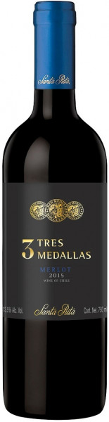 Вино Santa Rita, "3 Tres Medallas" Merlot, 2015