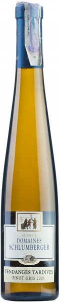 Вино Schlumberger, Pinot Gris Vendanges Tardives, Alsace AOC, 2005, 0.375 л