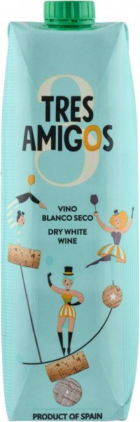 Вино "Tres Amigos" Blanco Seco, Tetra Prism, 1 л