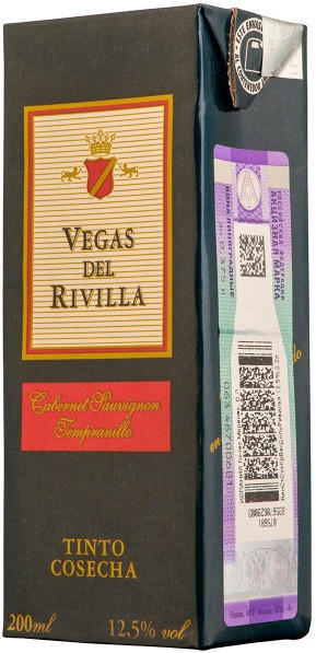 Вино "Vegas del Rivilla" Tinto, Tetra Pak, 0.2 л