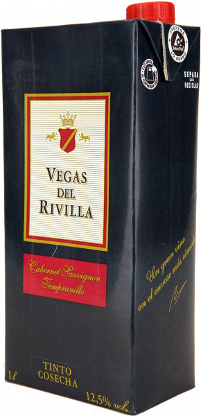 Вино "Vegas del Rivilla" Tinto, Tetra Pak, 1 л