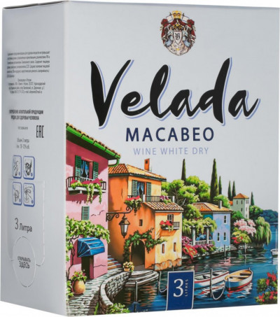 Вино "Velada" Macabeo, bag-in-box, 3 л