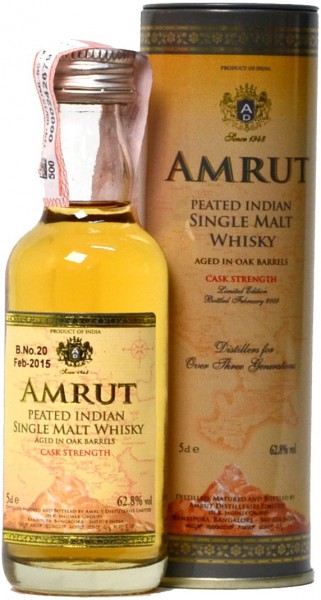 Виски "Amrut" Peated Cask Strength, in tube, 50 мл