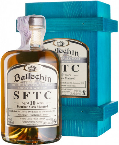 Виски "Ballechin" SFTC Bourbon Cask 10 Years Old (#277), 2008, gift box, 0.5 л