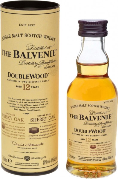 Виски "Balvenie" Doublewood 12 Years Old, gift tube, 50 мл
