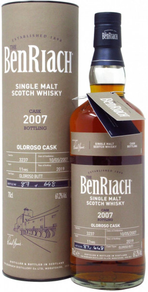 Виски Benriach, "Cask Bottling" Oloroso Sherry Cask 11 Years (cask #3237), 2007, in tube, 0.7 л