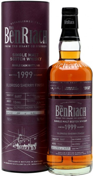 Виски Benriach "Oloroso Sherry Finish", 15 Years Old, 1999, in tube, 0.7 л