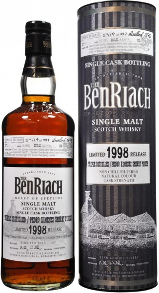 Виски "Benriach" Triple Distilled / Pedro Ximenez Sherry Finish, 16 Years Old, 1998, in tube, 0.7 л