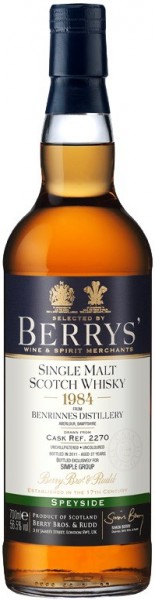 Виски Berrys, "Benrinnes" 1984, 0.7 л