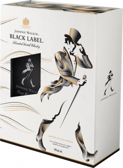 Виски "Black Label", gift box with flask and funnel, 0.7 л