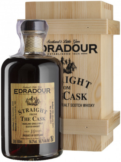 Виски "Edradour" 10 Years Old, Sherry Cask Matured (56,7%), 2009, wooden box, 0.5 л